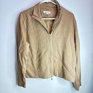 Faconnable Tan Full Zip Mock Neck Knit Jacket Mens large